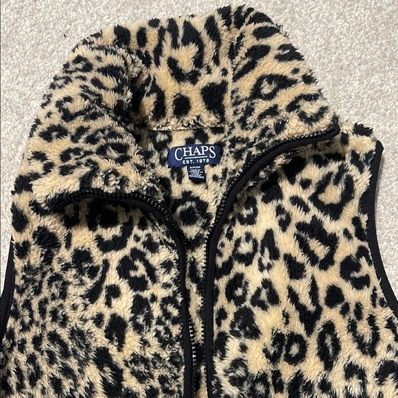 Chaps Leopard Print Fleece Vest - Picture 2 of 2